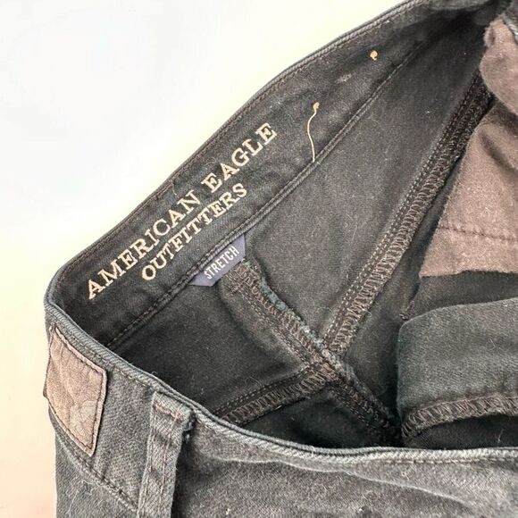 American Eagle Black Distressed Cut Off Hi Rise‎ Festival Stretch Shorts Size 4 - Picture 4 of 8